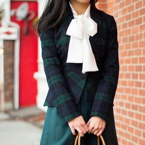 Black watch plaid blazer